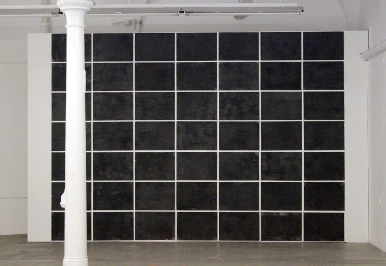 7x7 black Monochromes, charcoal on paper, 2009 (Ausstellungsansicht MCCV Expension matérielle at Atelierhof Kreuzberg Berlin 2014)