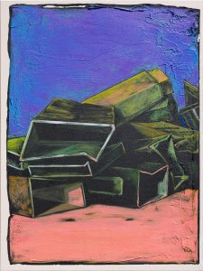Sven Scharfenberg, Stand der Dinge, 2021, 80 x 60 cm, Öl-, Acryl und Sand auf Leinwand