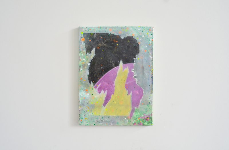Hyojun Hyun, Composition #14, 2019, Öl und Sprühlack auf Leinwand, 40 x 30 cm